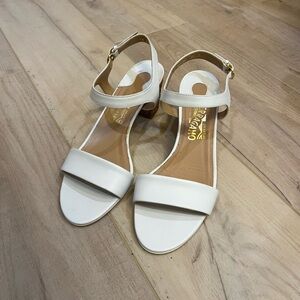 Salvatore Ferragamo White Sandals‎ with Adjustable Ankle Strap